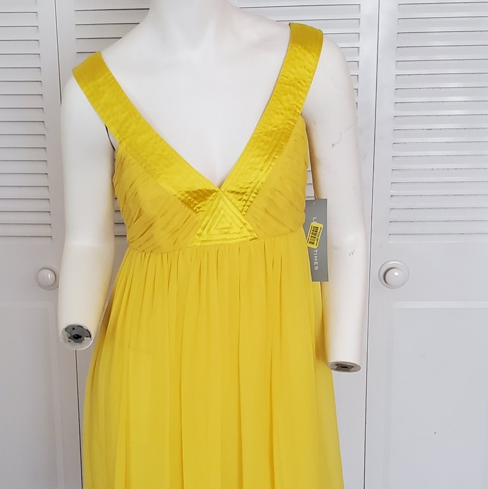 London Times Flowing Yellow Dress